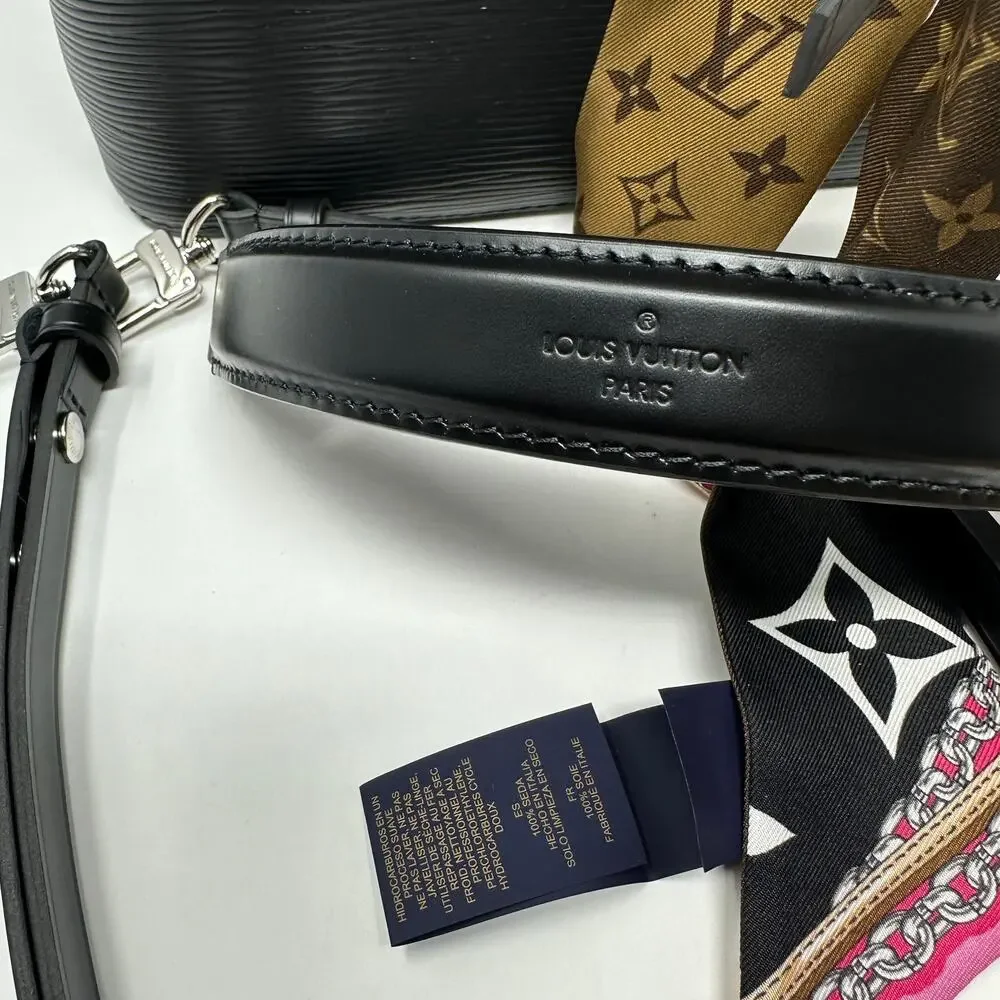 Louis Vuitton Paris NeoNoe Bag in Epi Leather Black + Ultimate Monogram BB Scarf